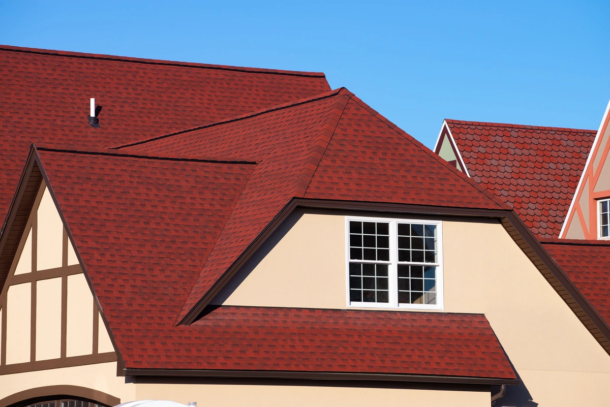 house roof with red shingles