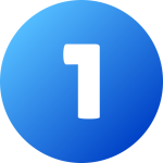 A bold black number one centered on a blue circular background.