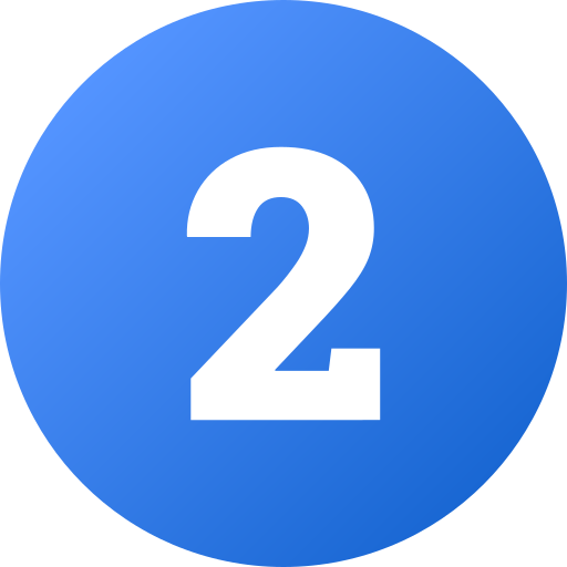 A white number 2 centered on a blue circular background.