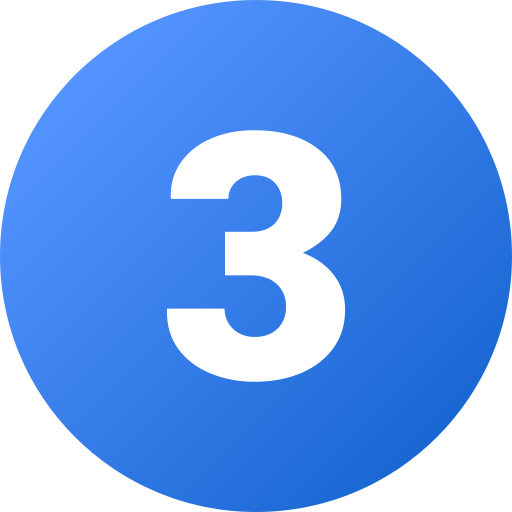 A white number 3 centered on a blue circular background.